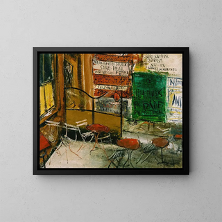 Terrasse de café avec affiches - Saeki Yūzō — quadro incorniciato alla parete
