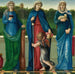 Sainte Barbara, Sainte Dorothée et Sainte Agnès - Sir Edward Coley Burne-Jones — ambientato in un interno