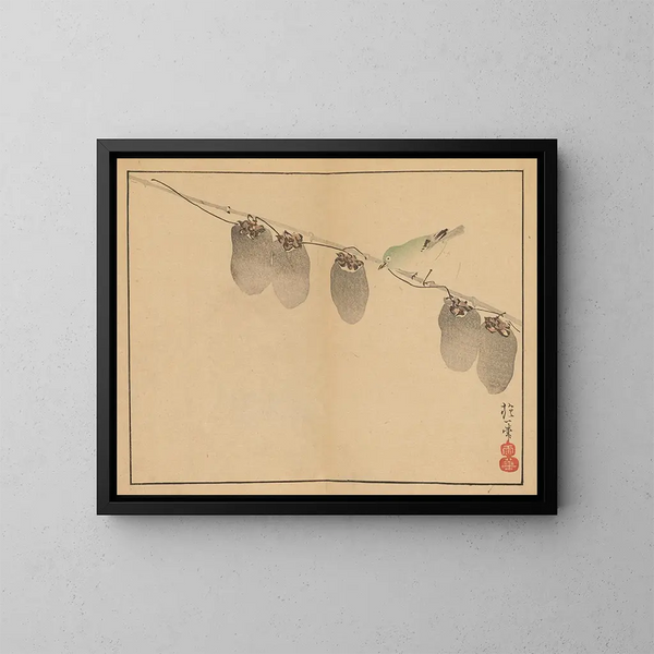 Sakai Hoitsu, dipinto di fiori e uccelli, Pl. 13 - Sakai Hōitsu — quadro incorniciato alla parete