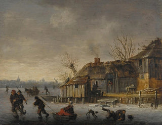 Salomon van Ruysdael - Winter landscape with skaters.webp