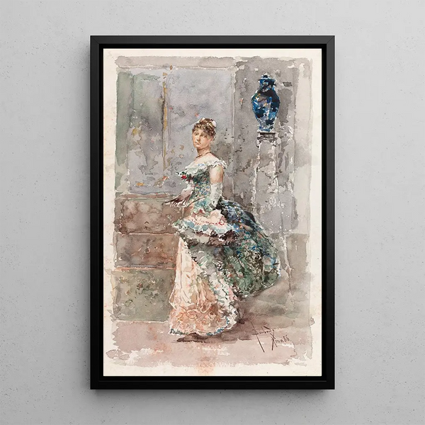 Dame en robe de cérémonie - Salvador Sánchez Barbudo — quadro incorniciato alla parete