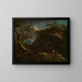 Paesaggio boscoso montano con guerrieri a riposo - Salvator Rosa — quadro incorniciato alla parete