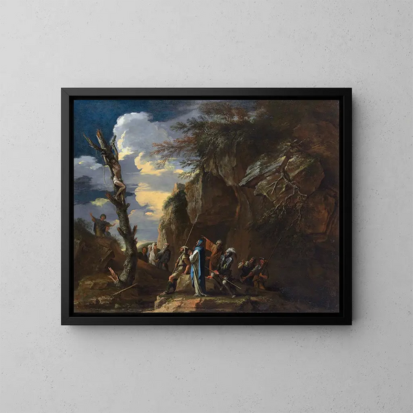 Crocifissione di Polycrate - Salvator Rosa — quadro incorniciato alla parete