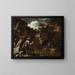 Scena della storia greca: Talete facendo scorrere il fiume da entrambi i lati dell'esercito lidio - Salvator Rosa — quadro incorniciato alla parete