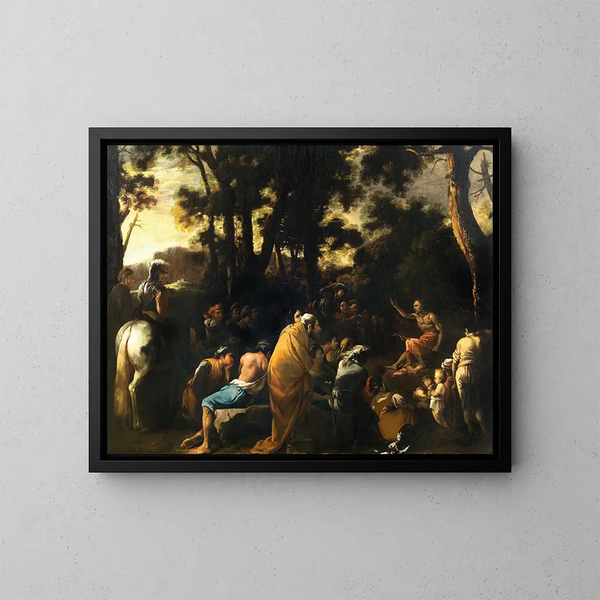 Il Sermone di San Giovanni Battista - Salvator Rosa — quadro incorniciato alla parete