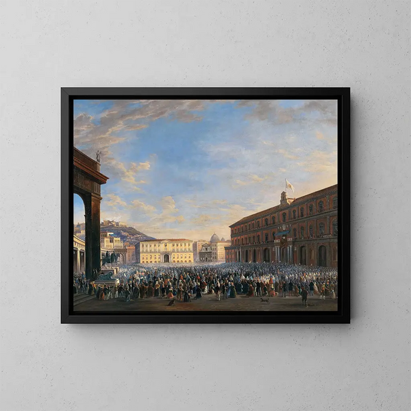 L'arrivo del papa Pio IX a Napoli - Salvatore Fergola — quadro incorniciato alla parete