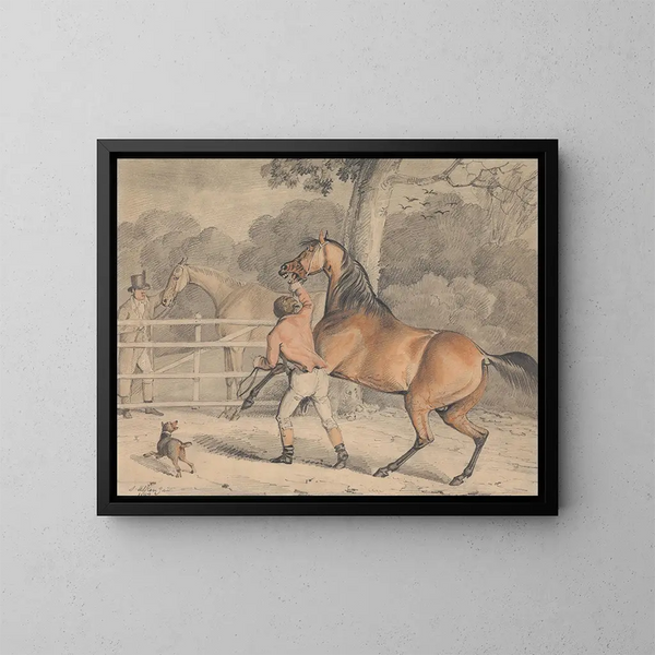 Provare la cavalla - Samuel Alken — quadro incorniciato alla parete