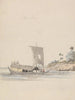 Vista sul fiume con una giunca vicino a Rajmahal - Samuel Davis — vista dell’opera