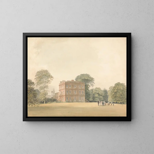 Vista laterale della casa Ayot, Hertfordshire - Samuel Davis — quadro incorniciato alla parete