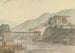 Vista di Tashichoedzong, Bhutan, e del ponte di legno - Samuel Davis — vista dell’opera
