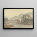 Vista di Tashichoedzong, Bhutan, e del ponte di legno - Samuel Davis — quadro incorniciato alla parete