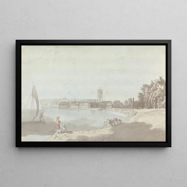 Città dell'Ovest vicino a un fiume - Samuel Davis — quadro incorniciato alla parete
