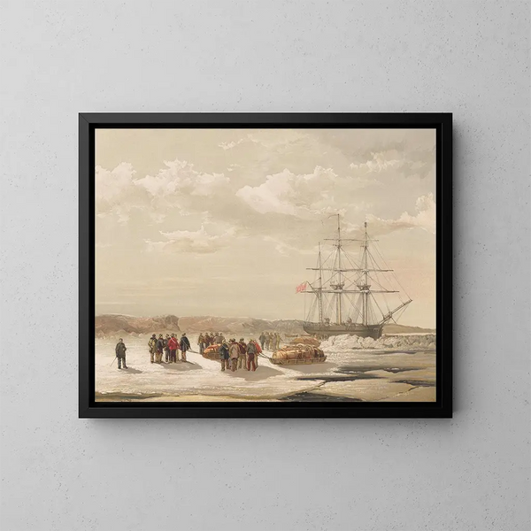 Partenza della Sledge Party del HMS Investigator nella baia Mercy sotto il comando del tenente Gurney Cresswell, 15 aprile 1853 - Samuel Gurney Cresswell — quadro incorniciato alla parete