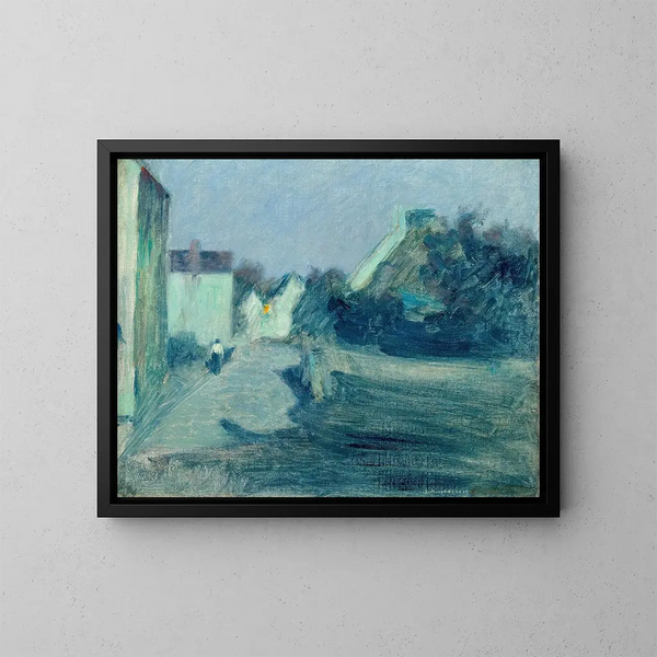 Allée del villaggio al chiaro di luna - Samuel Hirszenberg — quadro incorniciato alla parete