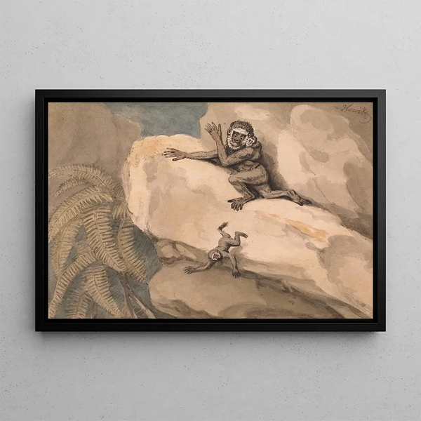 Un singe e il suo cucciolo - Samuel Howitt — quadro incorniciato alla parete