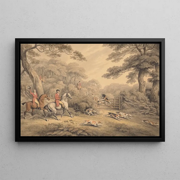 Caccia alla volpe in fuga - Samuel Howitt — quadro incorniciato alla parete