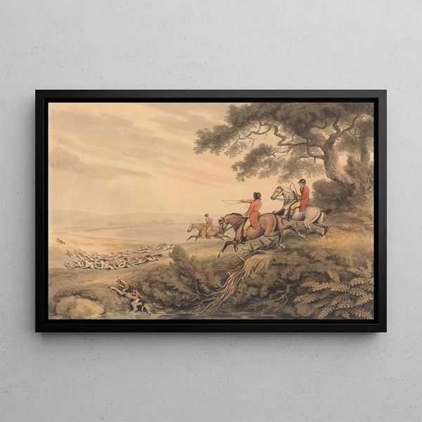 Caccia alla volpe, la caccia - Samuel Howitt — quadro incorniciato alla parete