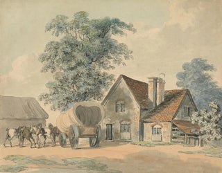 Samuel Howitt - Horses and Wagon Outside a Cottage.webp