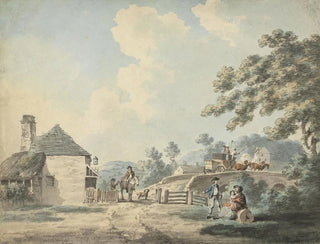 La maison de péage avec une diligence traversant le ponte - Samuel Howitt — vista dell’opera