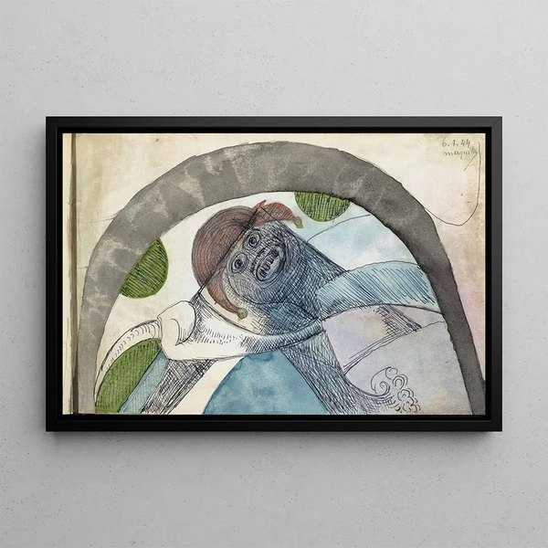 Figura antropomorfa con un cappello da pagliaccio sotto un arco - Samuel Jessurun de Mesquita — quadro incorniciato alla parete