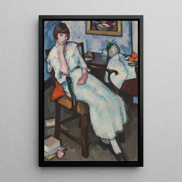 Jeune fille en blanc - Samuel John Peploe — quadro incorniciato alla parete
