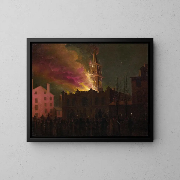 Conflagration della loggia massonica di Chestnut Street, Filadelfia, Pennsylvania - Samuel Jones — quadro incorniciato alla parete