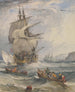 Vele e piccole imbarcazioni in un mare agitato al largo delle coste - Samuel Owen — vista dell’opera
