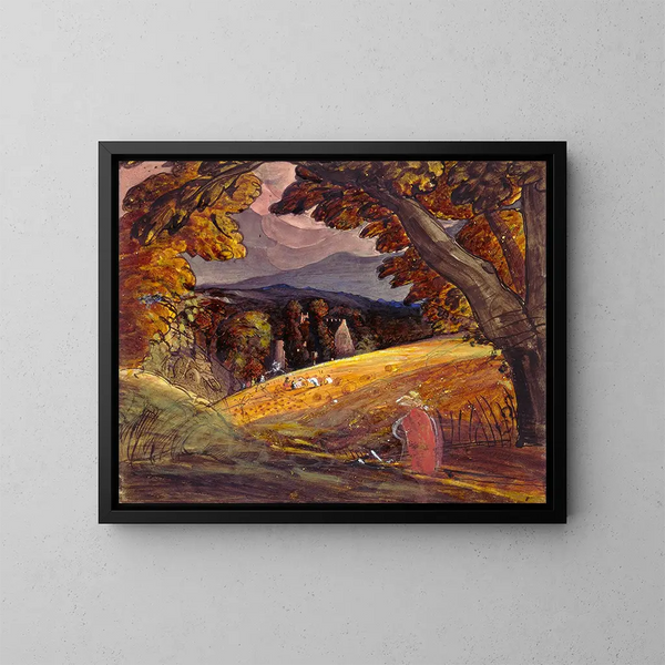 Moissonneurs à la lumière du feu - Samuel Palmer — quadro incorniciato alla parete