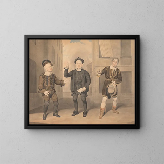 Una scena teatrale con tre attori - Samuel de Wilde — quadro incorniciato alla parete