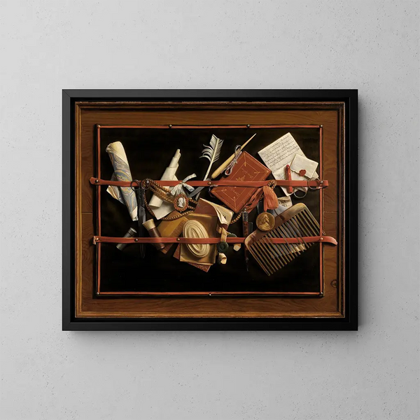 Nature morte agli occhi ingannevoli - Samuel van Hoogstraten — quadro incorniciato alla parete