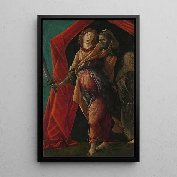 Judith con la testa di Oloferne - Sandro Botticelli — quadro incorniciato alla parete