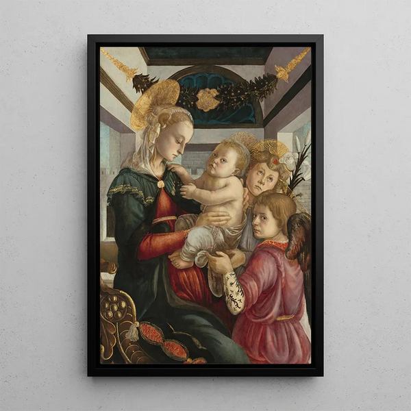 La Vierge à l'Enfant avec des anges - Sandro Botticelli — quadro incorniciato alla parete