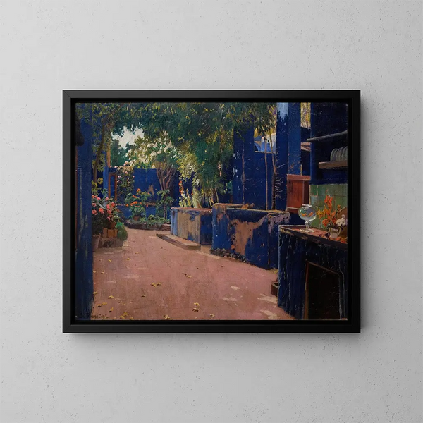 Cortile blu a Arenys de Munt - Santiago Rusiñol — quadro incorniciato alla parete