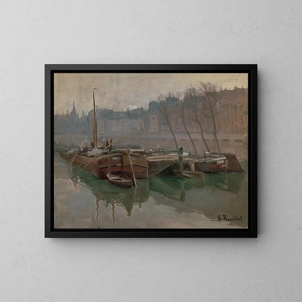 Bateaux sur la Seine - Santiago Rusiñol — quadro incorniciato alla parete
