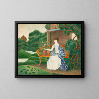 Donna in un giardino - Sarah P Wells — quadro incorniciato alla parete