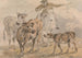 Uomo a cavallo che conduce due mucche e un vitello - Sawrey Gilpin — vista dell’opera