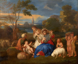 Sbastien Bourdon - Le Repos de la Sainte Famille avec sainte Catherine.webp