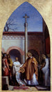 Saint Séverin le solitaire donnant l'habit monastique à saint Cloud - Sébastien Melchior Cornu — vista dell’opera