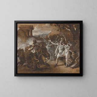 Castore e Polluce che salvano Elena - Sébastien Norblin de la Gourdaine — quadro incorniciato alla parete