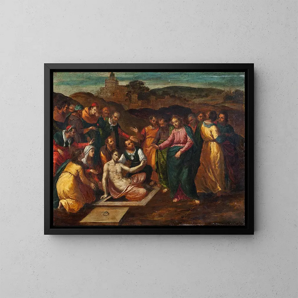 La risurrezione di Lazzaro - Scarsellino — quadro incorniciato alla parete