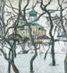 Riproduzione del dipinto Scène d'hiver avec église - Abraham Manievich