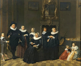 Ritratto di una famiglia in un interno elegante - Scuola di Haarlem — vista dell’opera