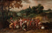 I Fratelli di Giuseppe in viaggio per comprare il grano in un paesaggio boscoso - Scuola di Hans Jordaens III — vista dell’opera