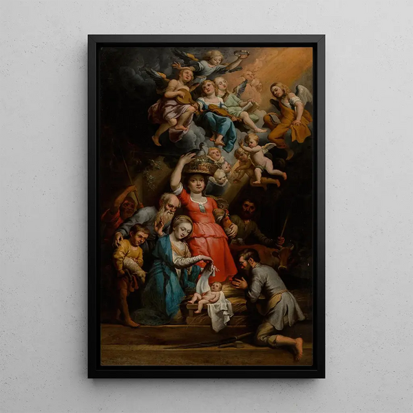 L'Adorazione dei pastori - Scuola di Theodoor van Loon — quadro incorniciato alla parete
