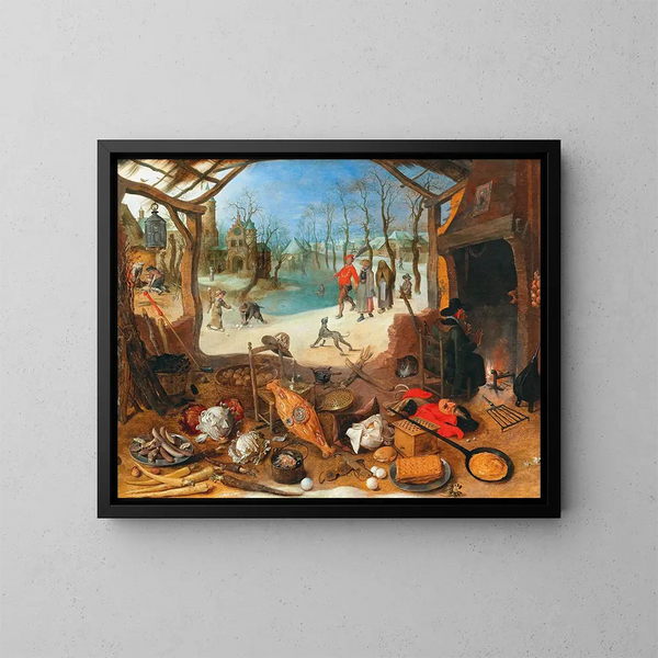Un'allegoria dell'inverno - Sebastian Vrancx — quadro incorniciato alla parete