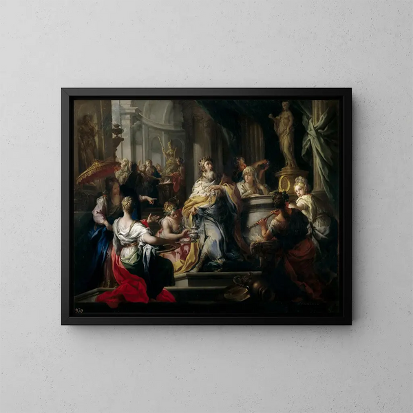 L'idolâtrie di Salomone - Sebastiano Conca — quadro incorniciato alla parete