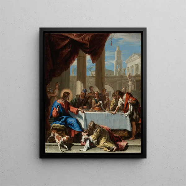 Il Cristo nella casa di Simone - Sebastiano Ricci — quadro incorniciato alla parete