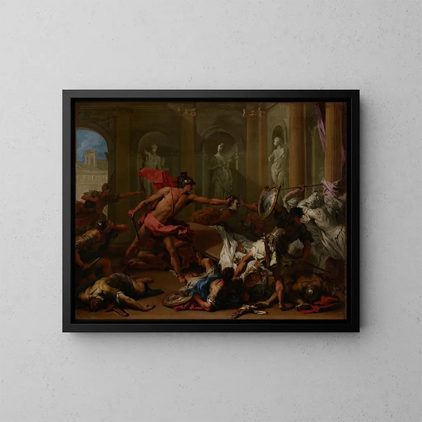 Persée confrontando Phinéus con la testa di Medusa - Sebastiano Ricci — quadro incorniciato alla parete