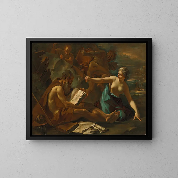 La Tentazione di sant'Antonio - Sebastiano Ricci — quadro incorniciato alla parete