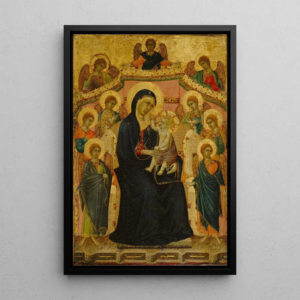 Madone e Bambino con nove angeli - Segna di Buonaventura — quadro incorniciato alla parete